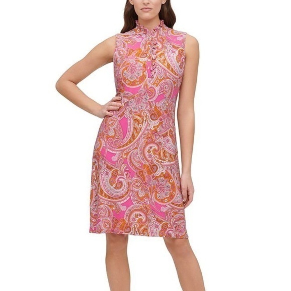 NWT TOMMY HILFIGER Pink Orange Paisley Dress New